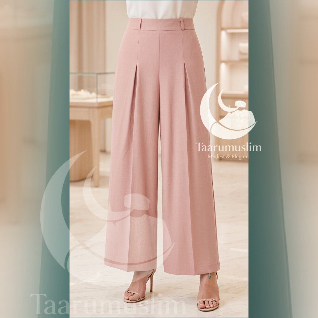 Pantalon Large Palazzo Plié à Taille Haute - vue 2